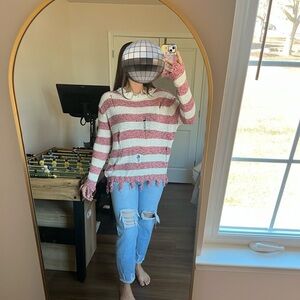 Honey Belle Red and White Striped Sweater